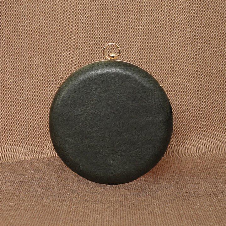 Personalized Green Round Leather Clutch