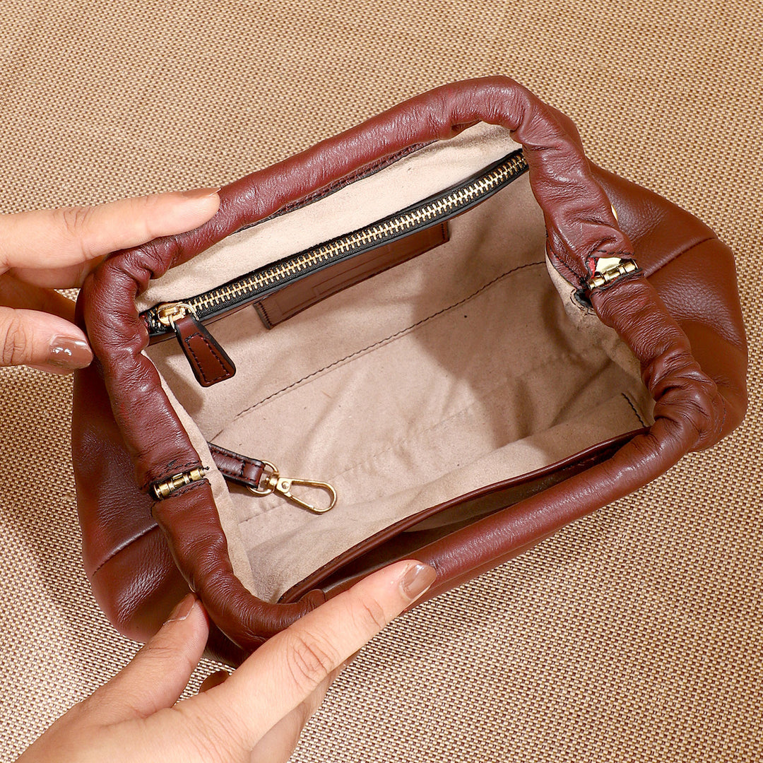 Personalized Maroon Slouch Leather Clutch