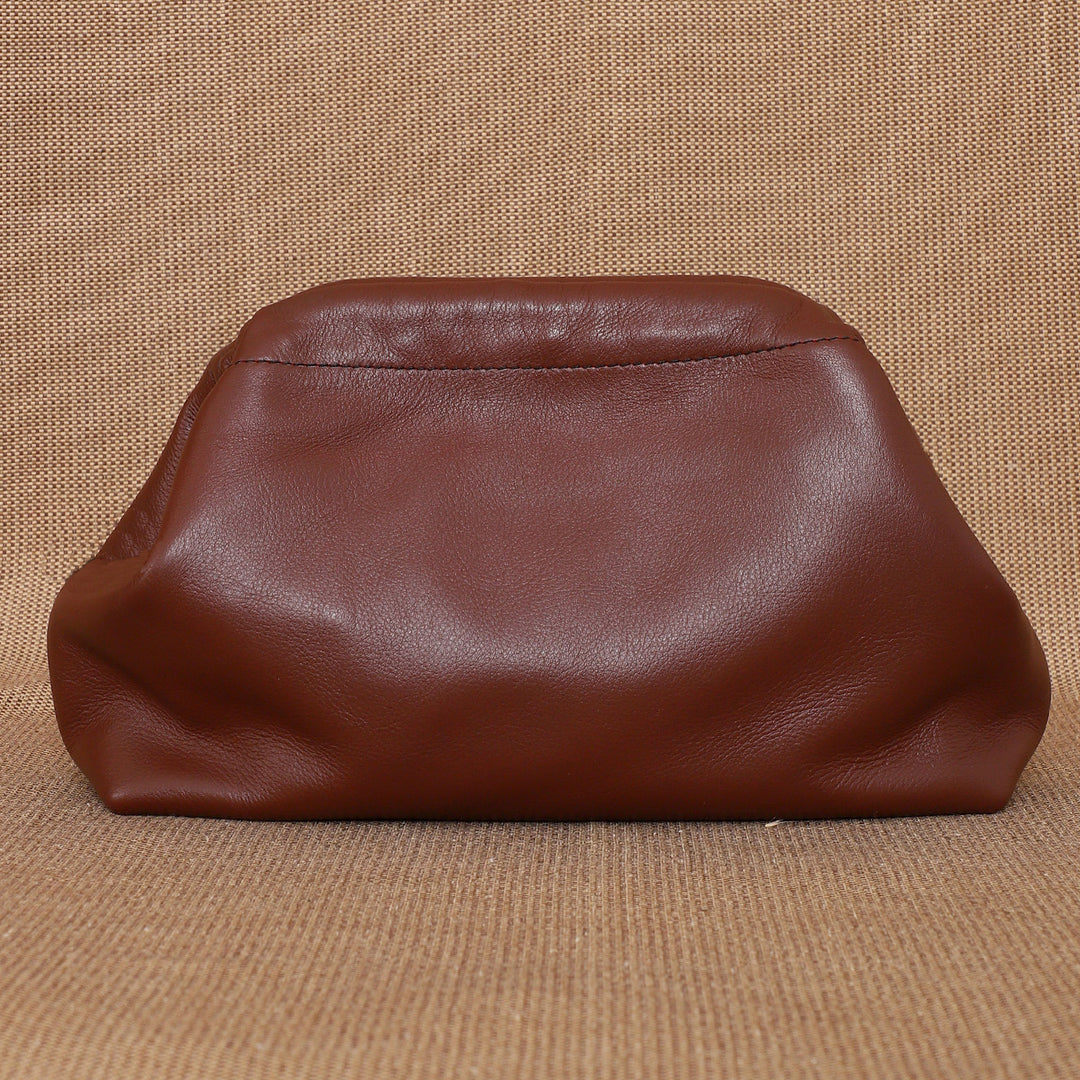 Personalized Maroon Slouch Leather Clutch