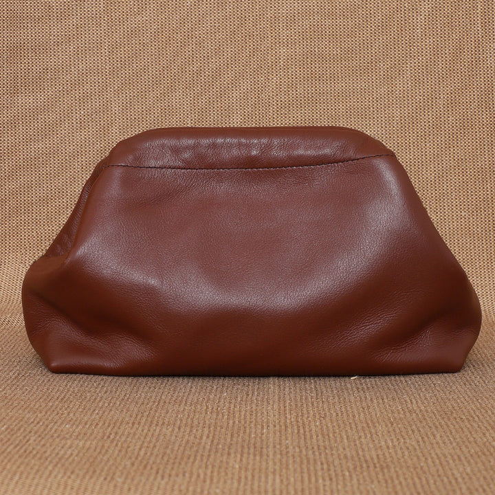 Personalized Maroon Slouch Leather Clutch