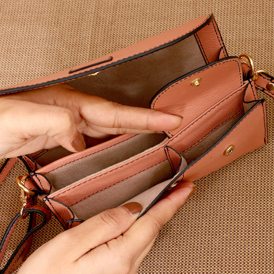 Personalized Pink Becky Leather Wallet With Sling