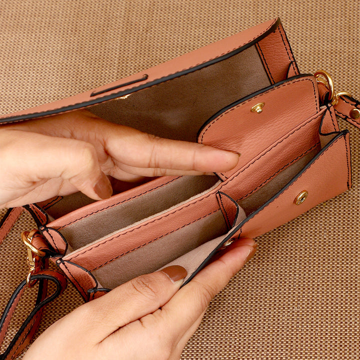 Personalized Pink Becky Leather Wallet With Sling