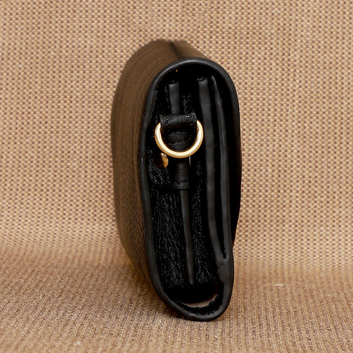 Personalized Black Becky Leather Wallet With Sling