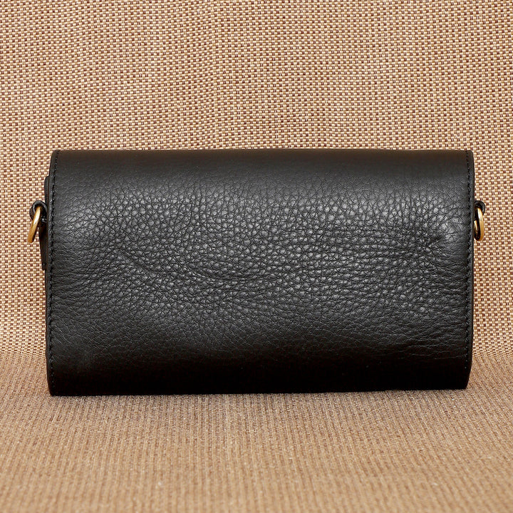 Personalized Black Becky Leather Wallet With Sling