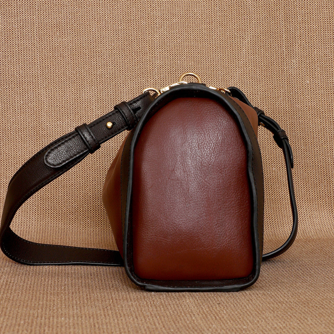 Personalized Brown Rachel Leather Shoulder Bag