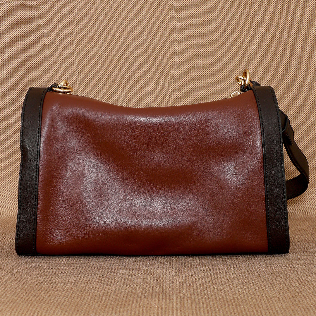 Personalized Brown Rachel Leather Shoulder Bag