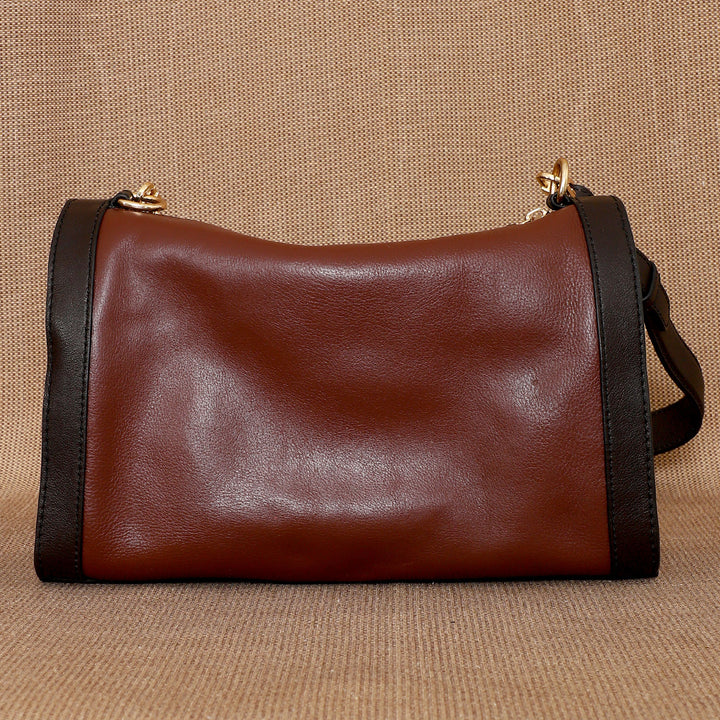 Personalized Brown Rachel Leather Shoulder Bag
