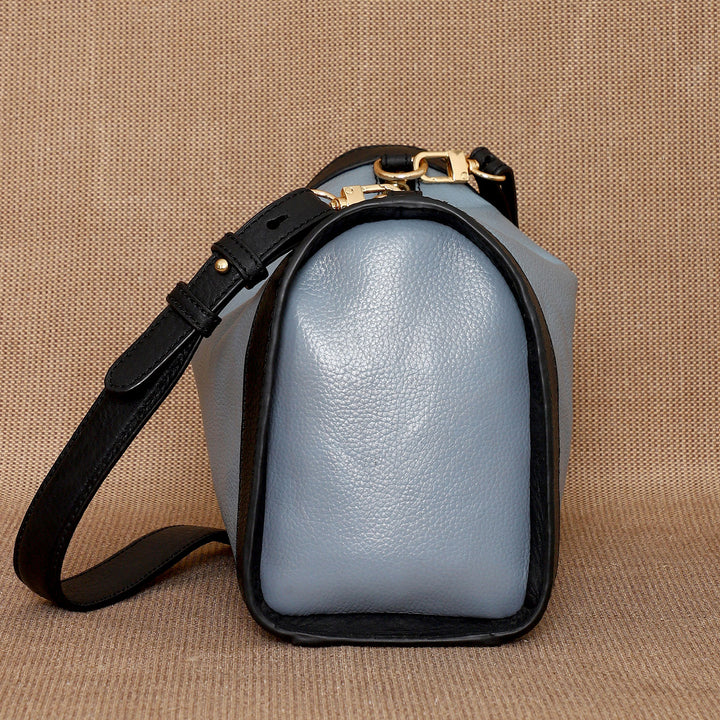 Personalized Blue Rachel Leather Shoulder Bag