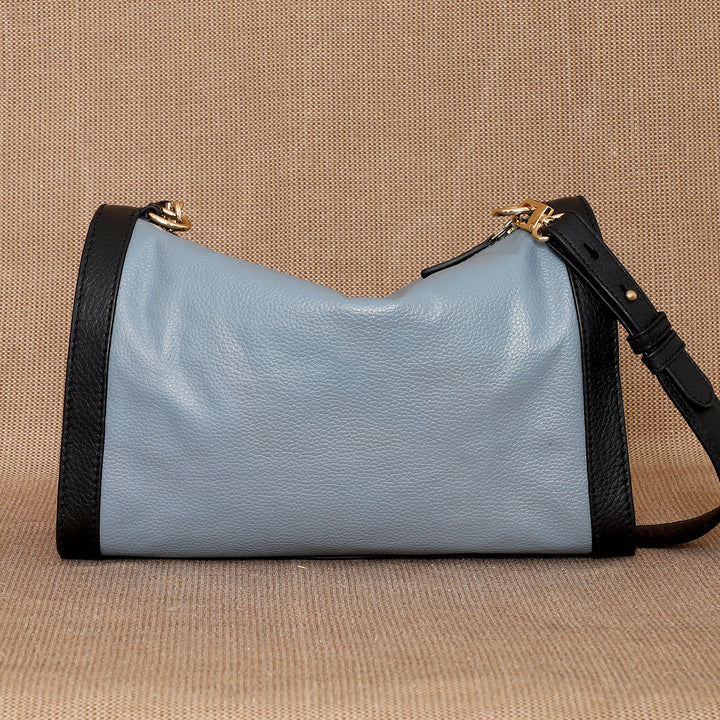 Personalized Blue Rachel Leather Shoulder Bag