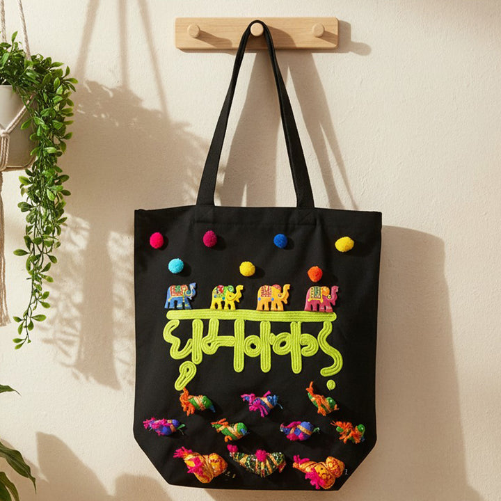 Hand-Embroidered Dori Work Ghumakkar Tote Bag