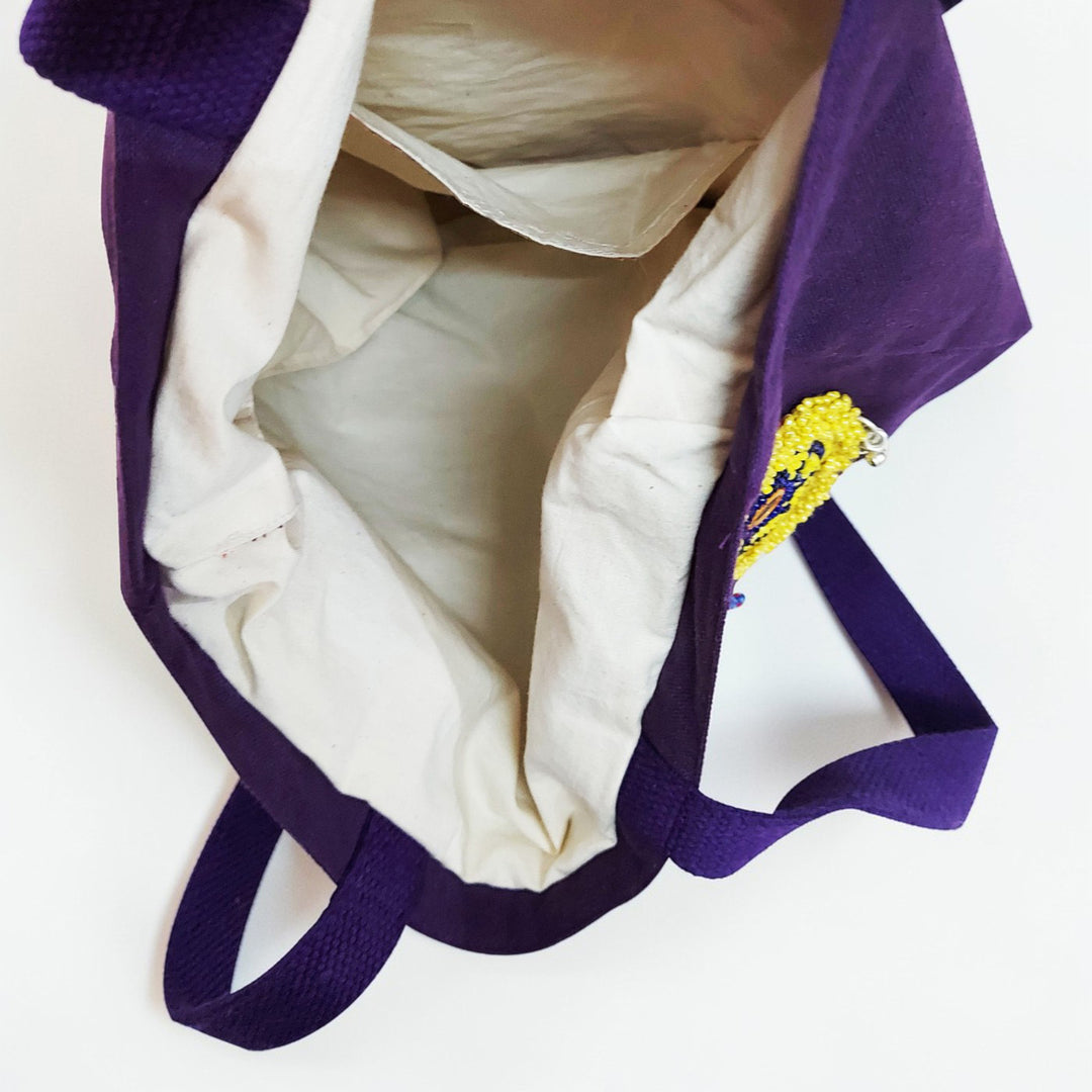 Hand-Embroidered Dori Work Purple Befikre Tote Bag