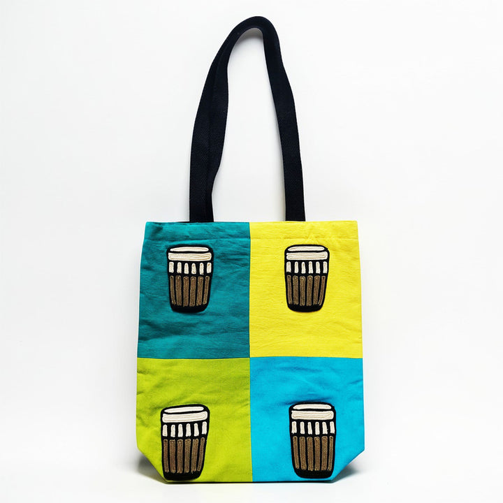 Hand-Embroidered Dori Work Cutting Chai Tote Bag