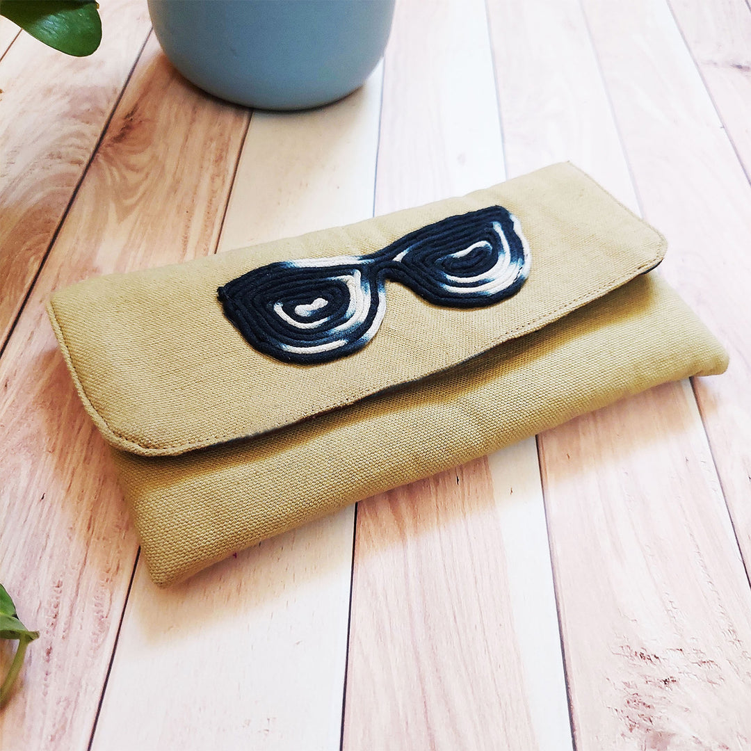 Handmade Dori Work Greyscale Eyewear Case