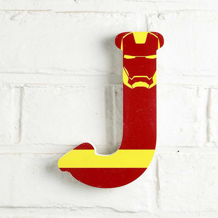 Handmade Iron Man Theme MDF Wood 3D Wall Letter For Kids - J