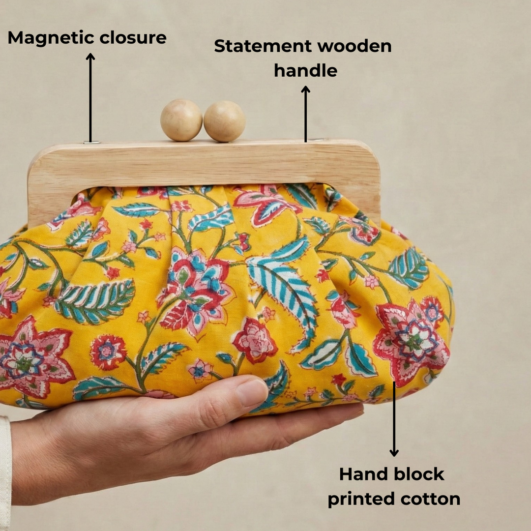 Bageechi Hand Block Printed Dome Clutch