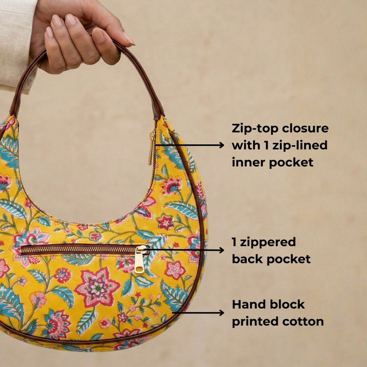 Basant Hand Block Printed Hobo Bag