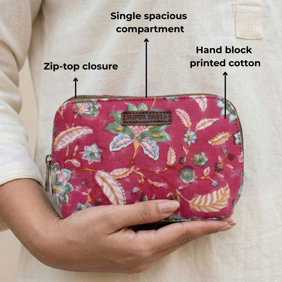 Basant Hand Block Printed Oval Pouch