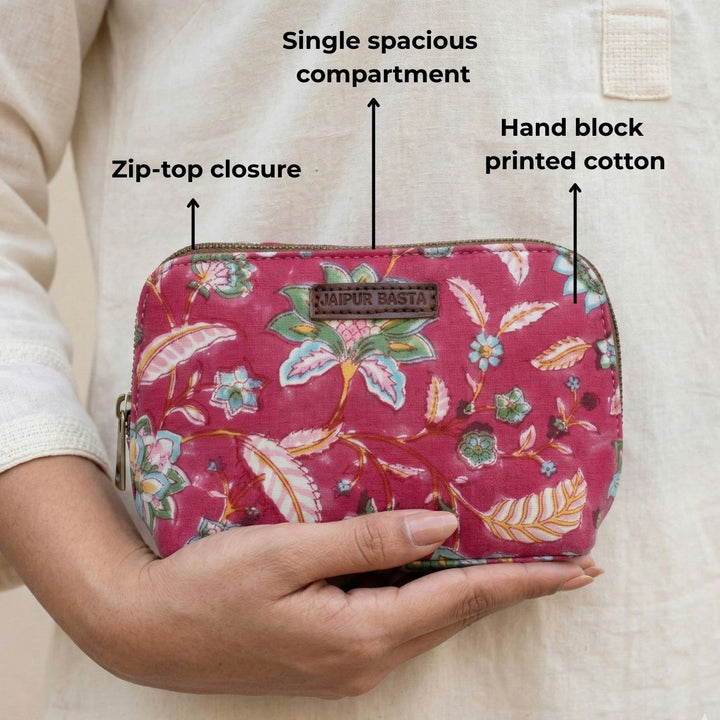 Basant Hand Block Printed Oval Pouch