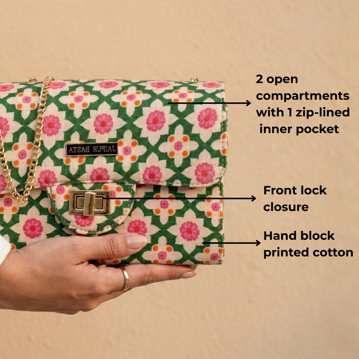 Bageechi Hand Block Printed Satchel Bag