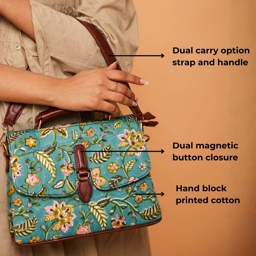 Gulabi Hand Block Printed Dune Bag