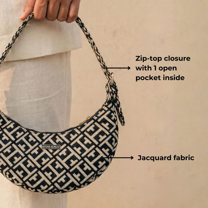 Saaz Jacquard Mini Moon Bag