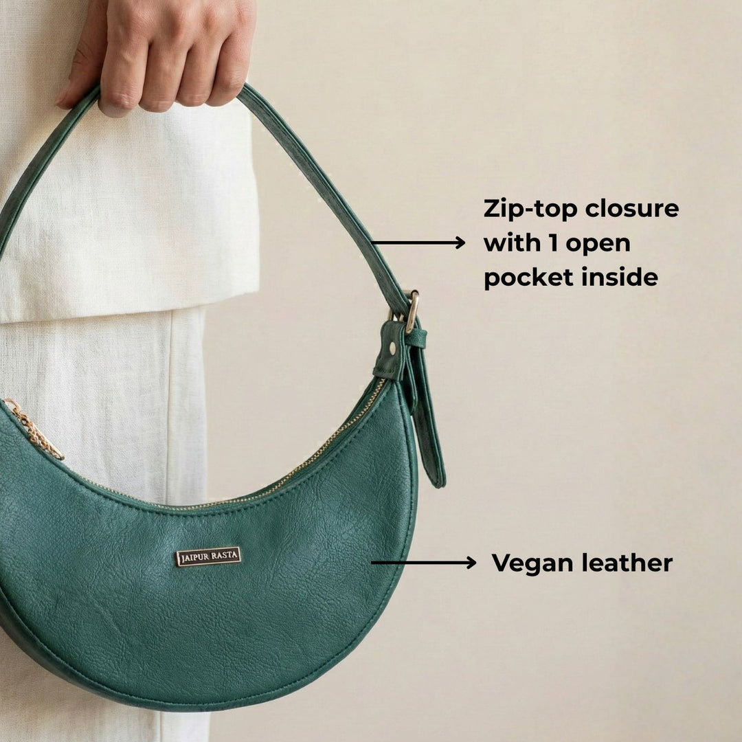 Forest Vegan Leather Mini Moon Bag