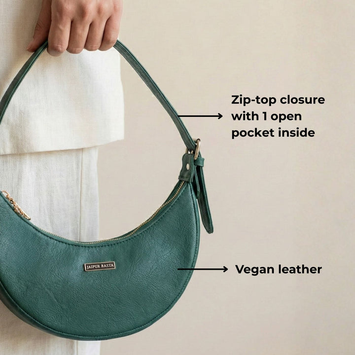 Forest Vegan Leather Mini Moon Bag