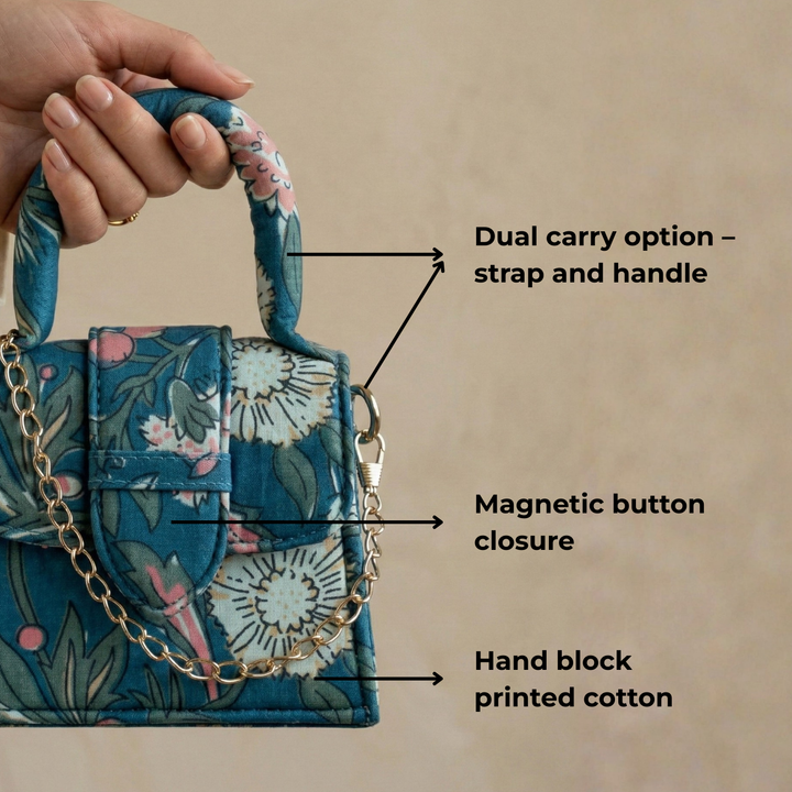 Mini Bageechi Hand Block Printed Chiq Bag