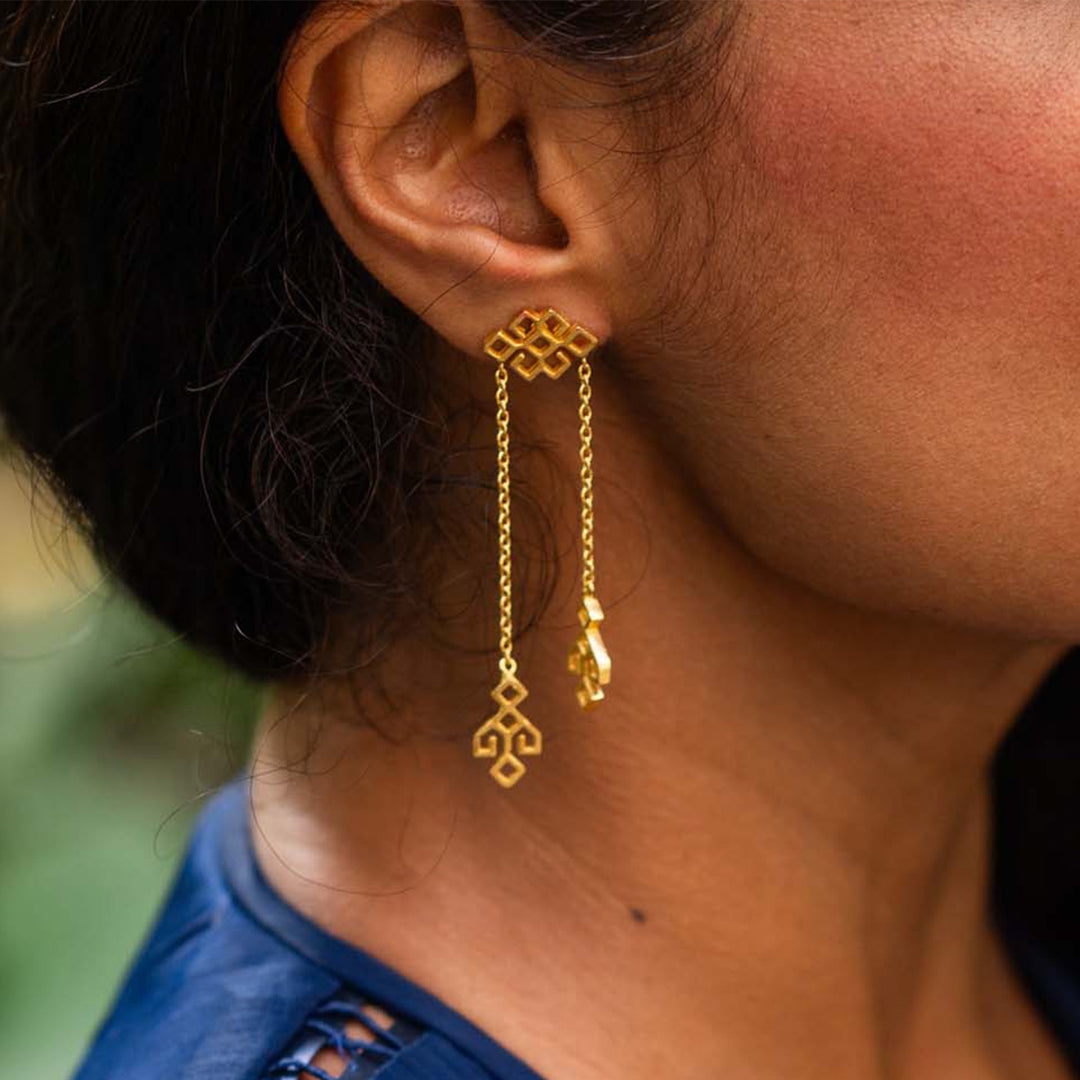 Handmade Jharna 22k Gold Plated Silver Earrings