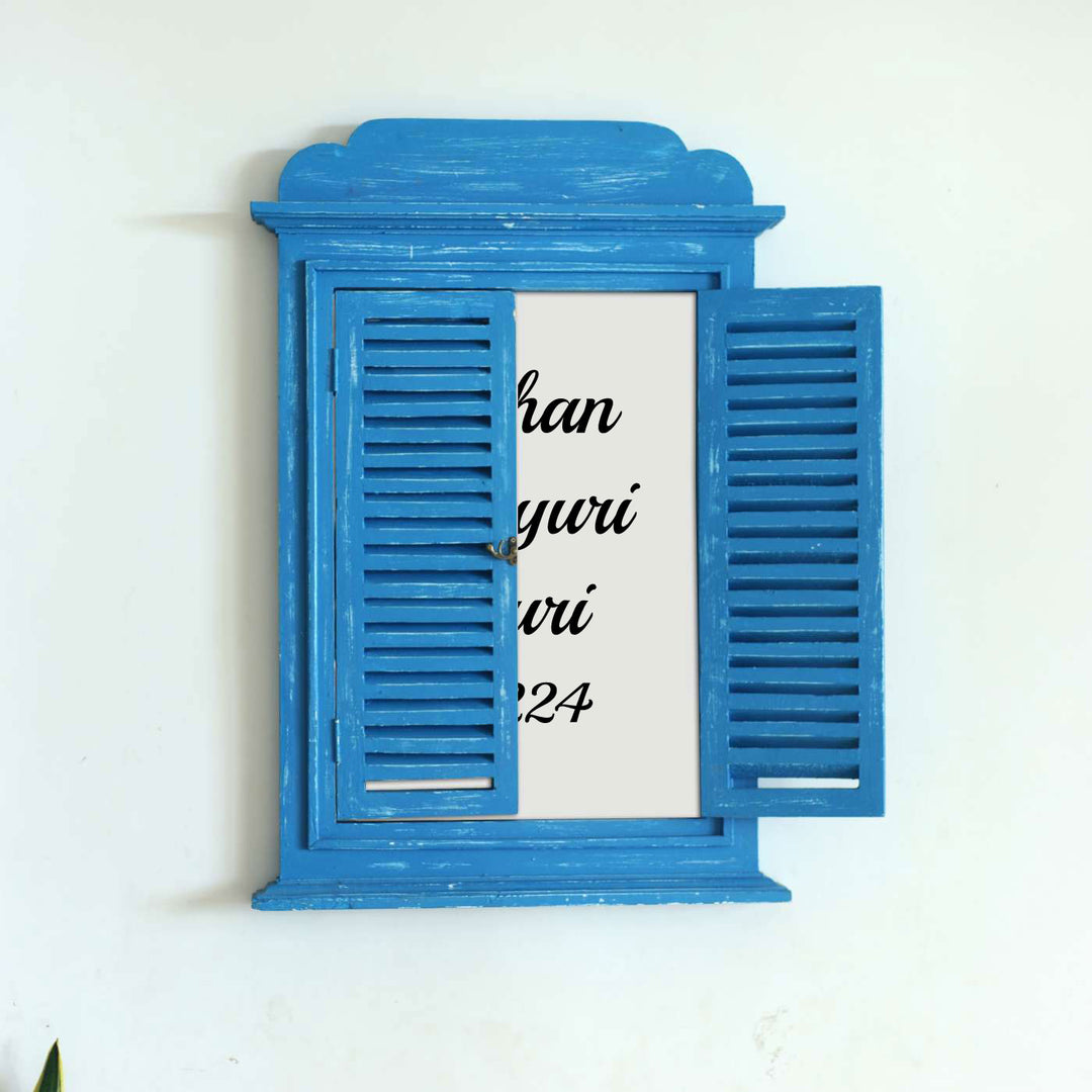 Jharokha Window Personalised Distress Finish Pine Wood Nameplate