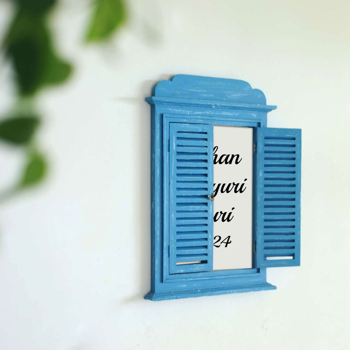 Jharokha Window Personalised Distress Finish Pine Wood Nameplate