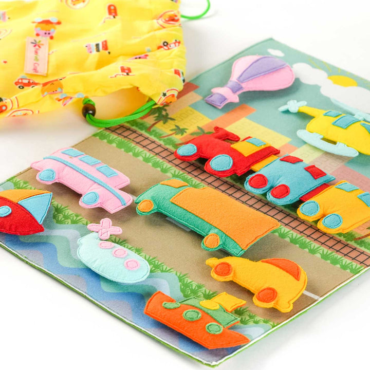 Felt Modes of Transport Kit with Printed Mat