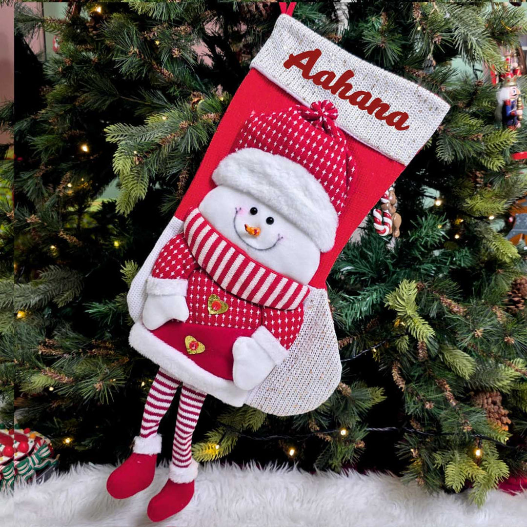 Personalized Handmade Jolly Danglers Snowman Stocking