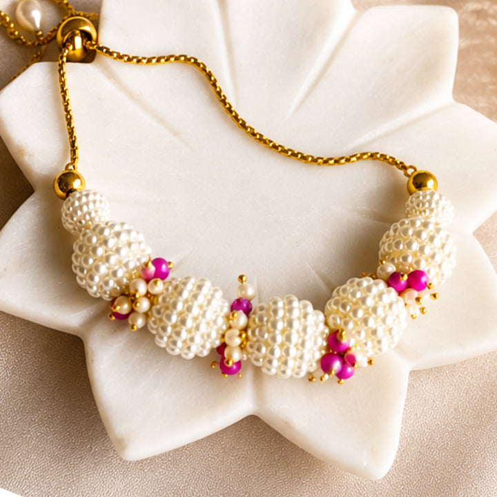 Hand-Knotted Pearl Beaded Lumba With Roli Chawal For Bhabhi