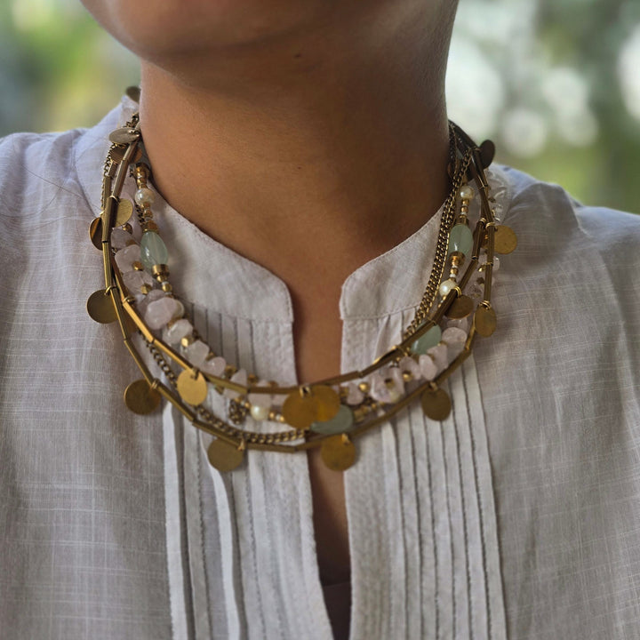 Handmade June Brass Short Necklace