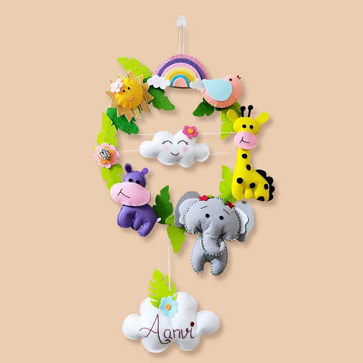 Personalized Jungle Theme Felt Hoop Name Plate