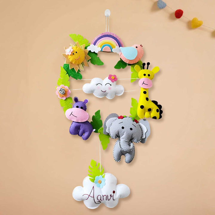 Personalized Jungle Theme Felt Hoop Name Plate