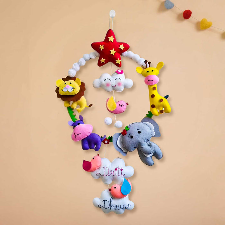 Personalized Jungle Theme Felt Hoop Name Plate