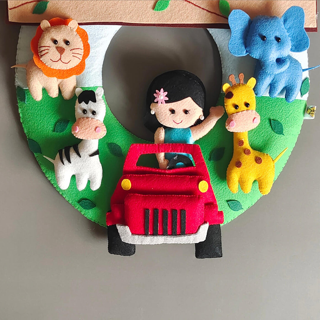 Hand-stitched Jungle Themed Felt Kids Nameplate