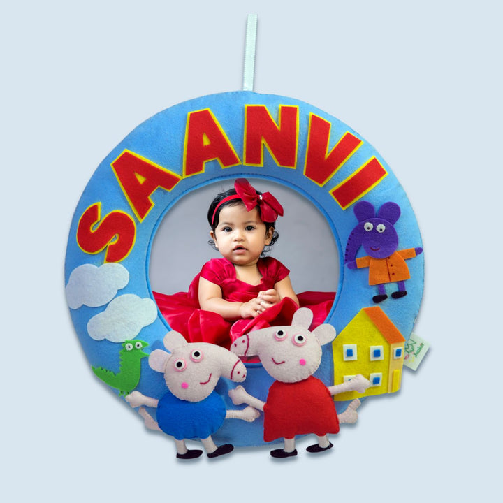 Photo Personalized Kid's Peppa Pig Theme Felt Nameplate