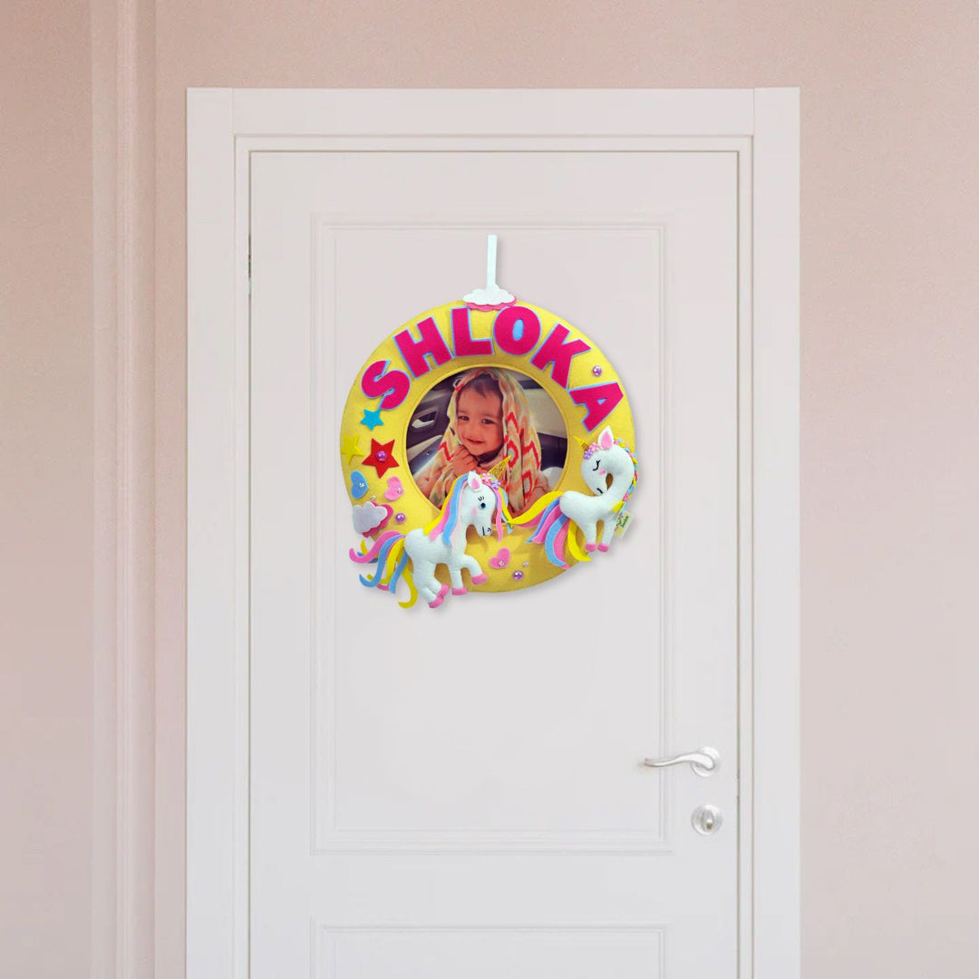 Photo Personalized Kid's Unicorn Theme Felt Nameplate