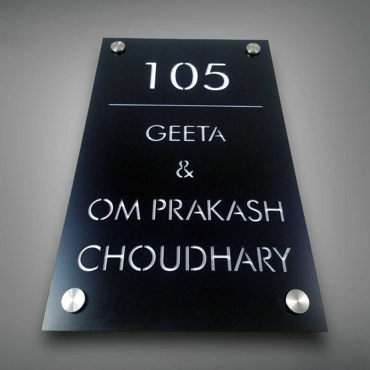 Personalized Sleek Black Acrylic Vertical Name Plate
