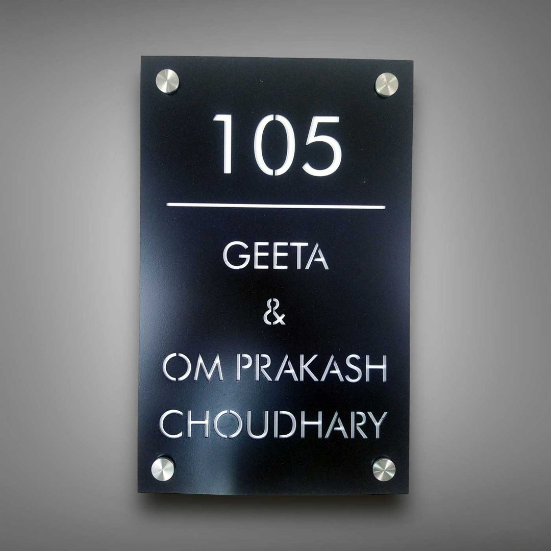 Personalized Sleek Black Acrylic Vertical Name Plate