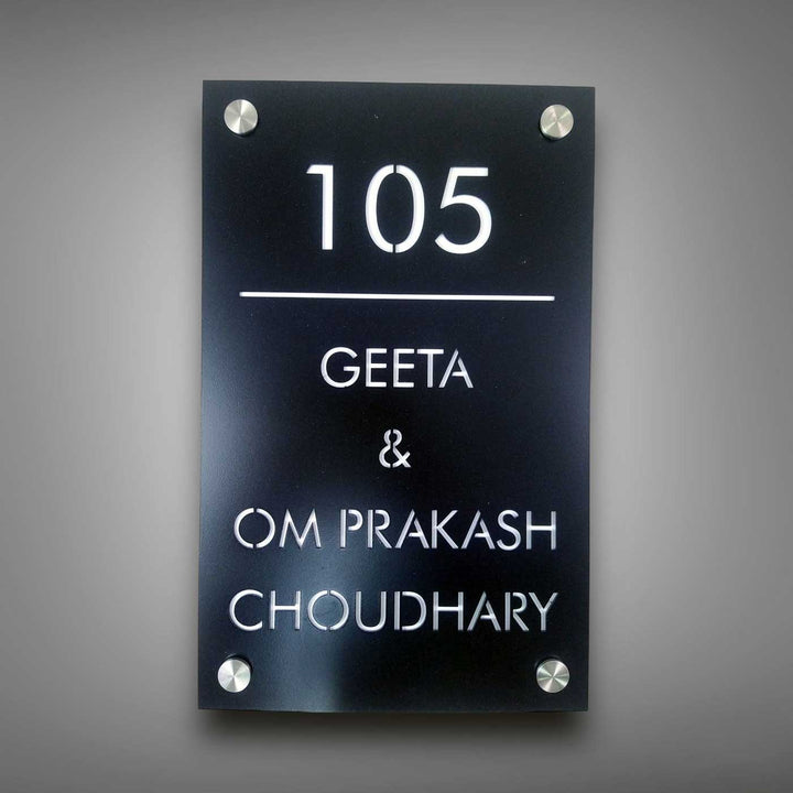 Personalized Sleek Black Acrylic Vertical Name Plate