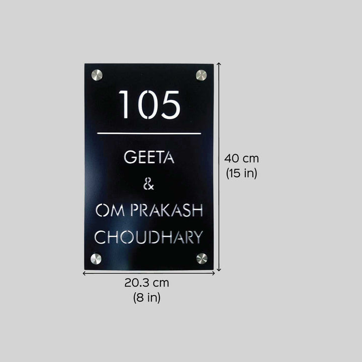 Personalized Sleek Black Acrylic Vertical Name Plate