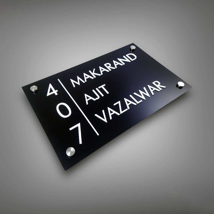 Personalized Rectangle Minimalist Black Acrylic Name Plate