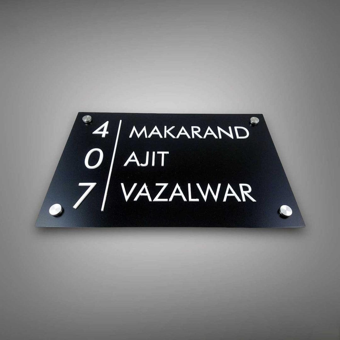 Personalized Rectangle Minimalist Black Acrylic Name Plate
