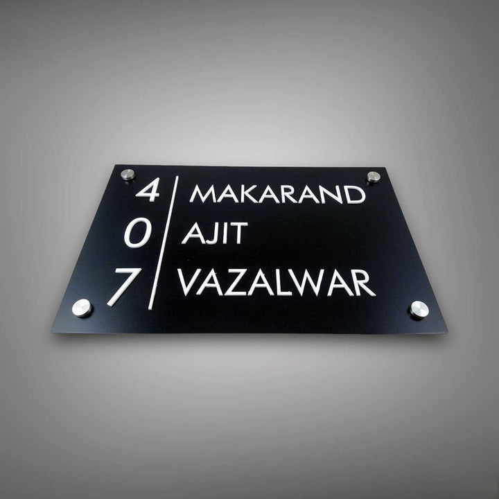 Personalized Rectangle Minimalist Black Acrylic Name Plate