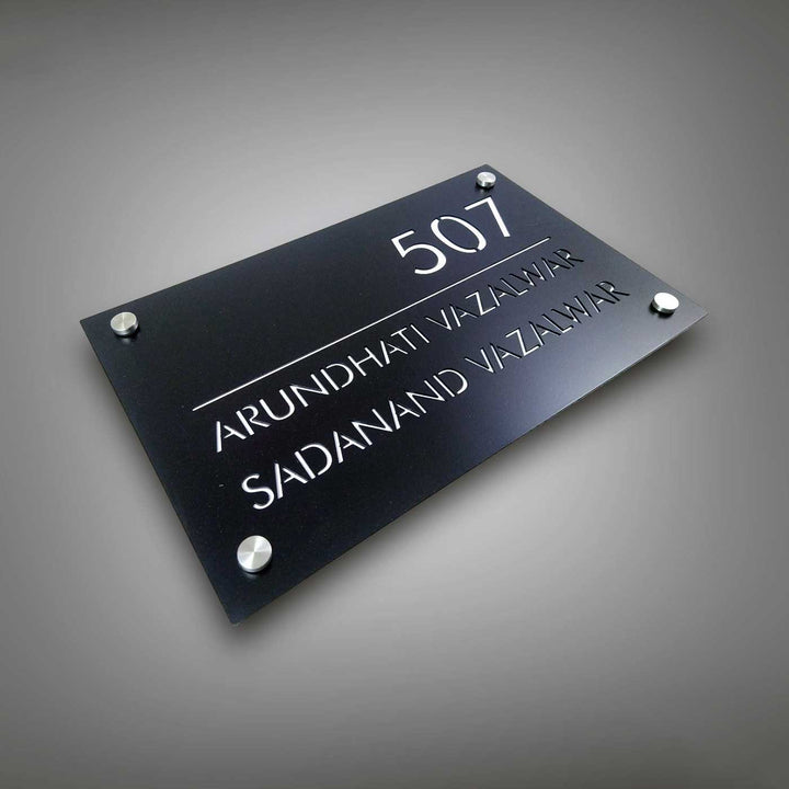Personalized Rectangle Elegant Black Acrylic Name Plate