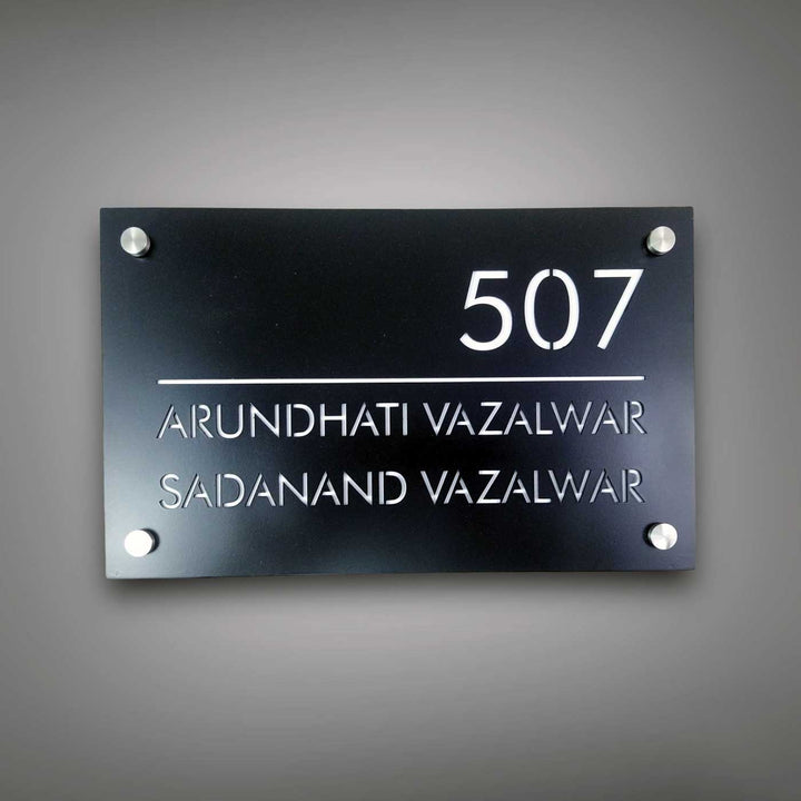 Personalized Rectangle Elegant Black Acrylic Name Plate